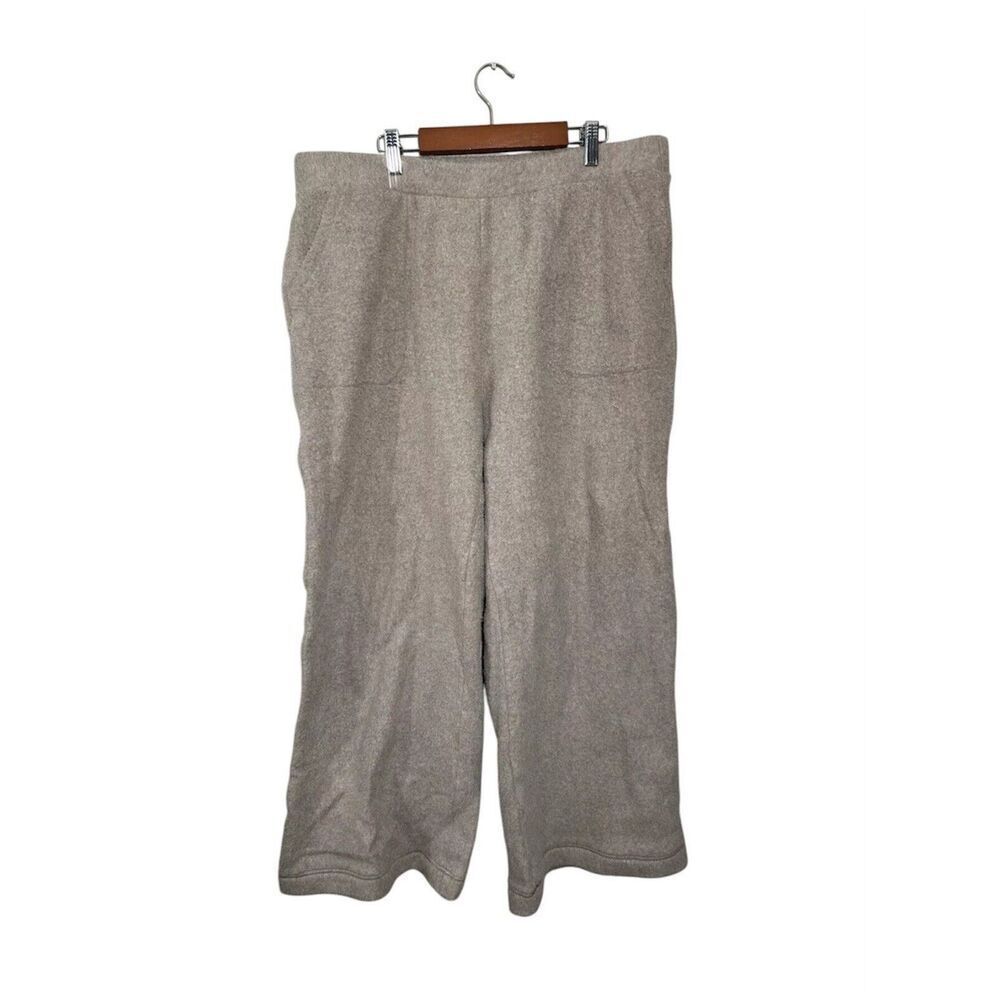 Haven Well Within Comfort Fuzzy Fleece Wide Leg Pants Women’s XL Pockets Tan‎